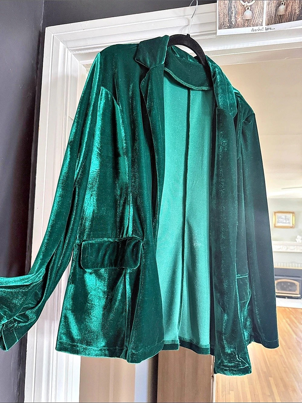 Green Velvet-Look Jacket